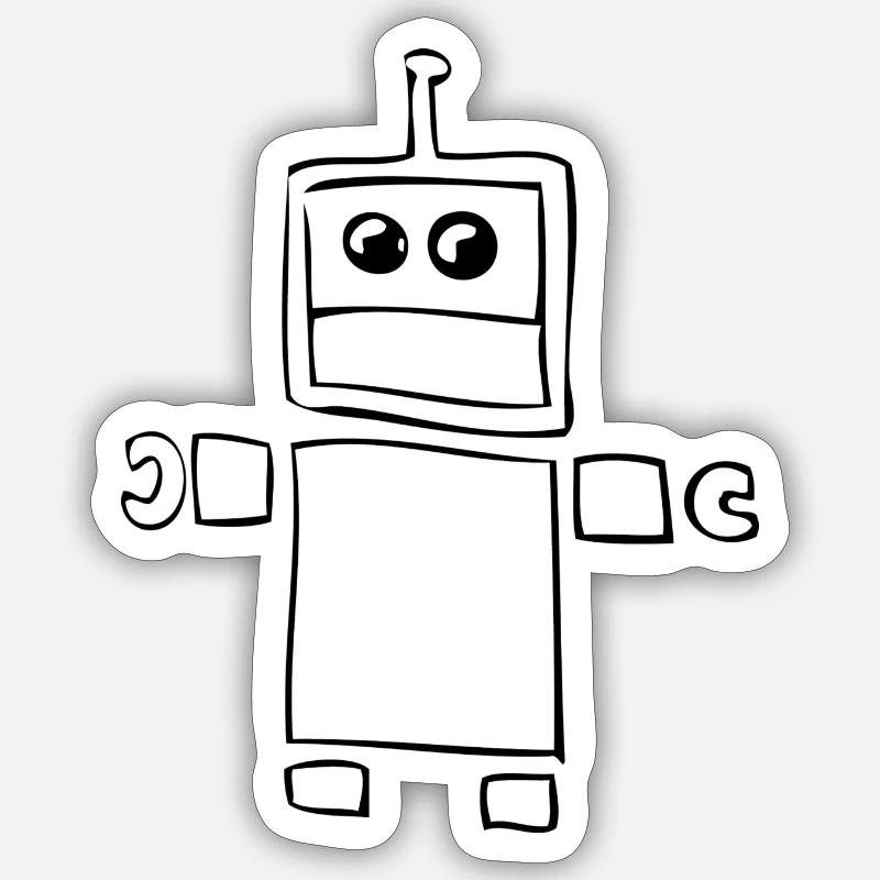 robot - Sticker størrelse S (10 x 10 cm) - mat hvid