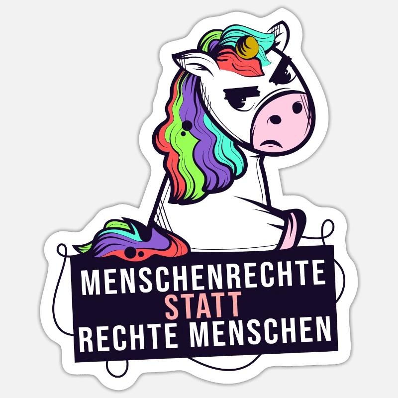 Menschenrechte mit Einhorn Sticker Größe S (10 x 10 cm)