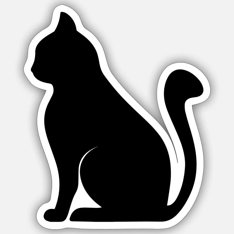 silhouette de chat - Sticker taille S (10 x 10 cm) - blanc mat