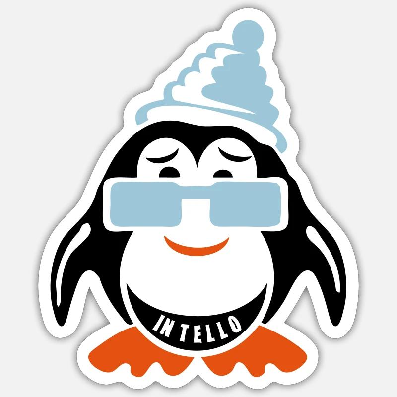 pingouin sourire intello expression bonnet Sticker taille S (10 x 10 cm)