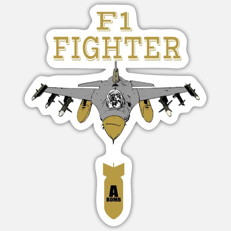 Avion de chasse - Sticker taille S (10 x 10 cm) - blanc mat