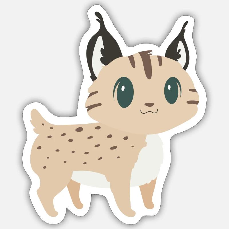Lynx doux - Sticker taille S (10 x 10 cm) - blanc mat