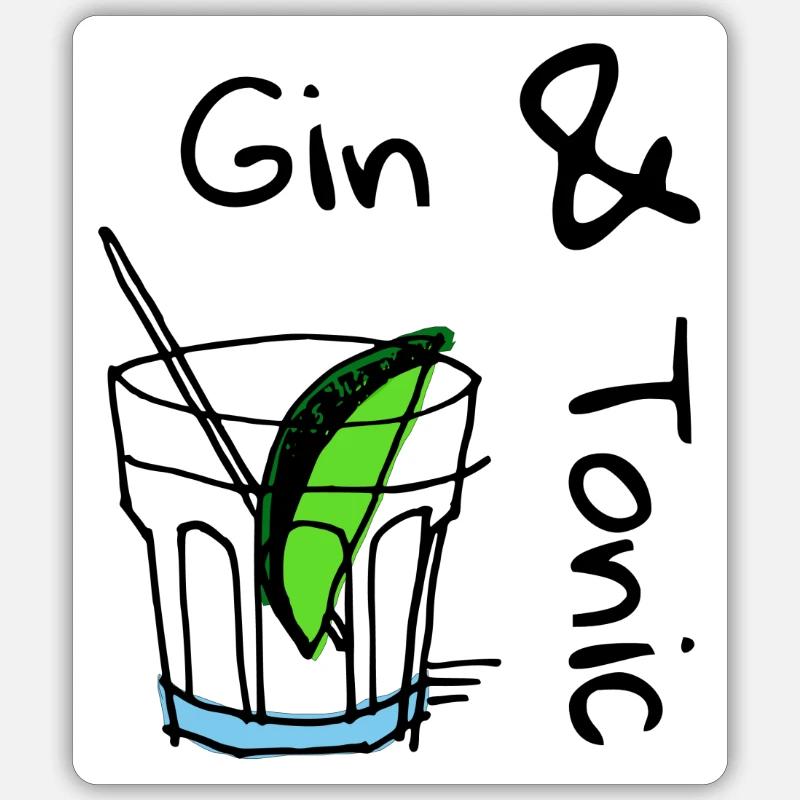 Gin-tonic. Gin-tonic - Sticker taille S (10 x 10 cm) - blanc mat
