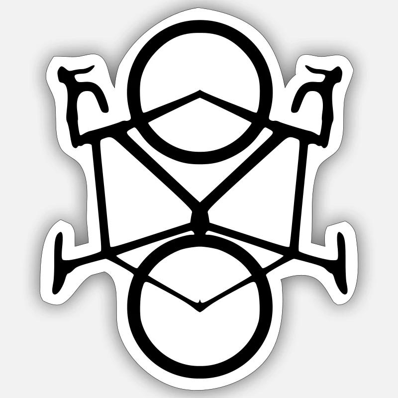 Halbes, gespiegeltes Rennrad. Geschenk - Sticker Größe S (10 x 10 cm) - Mattweiß