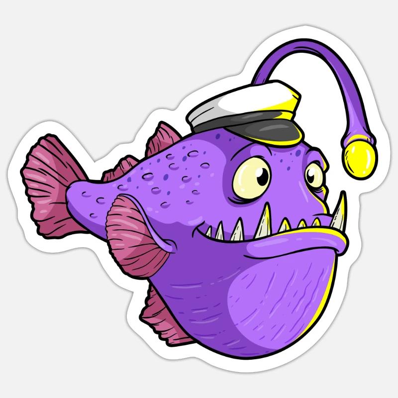 Fish with a flashlight - Sticker size S (10 x 10 cm) - white matte