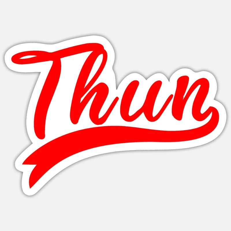 Thun Script Red Logo - Sticker size S (10 x 10 cm) - white matte