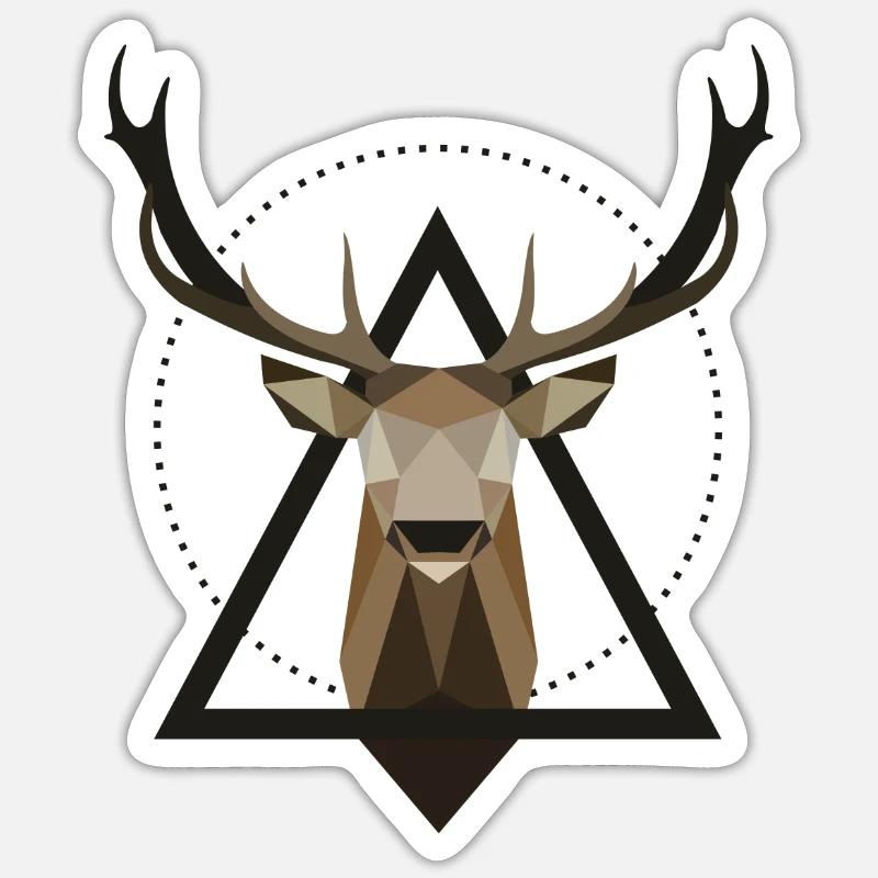 Deer stag geometric - Sticker size S (10 x 10 cm) - white matte