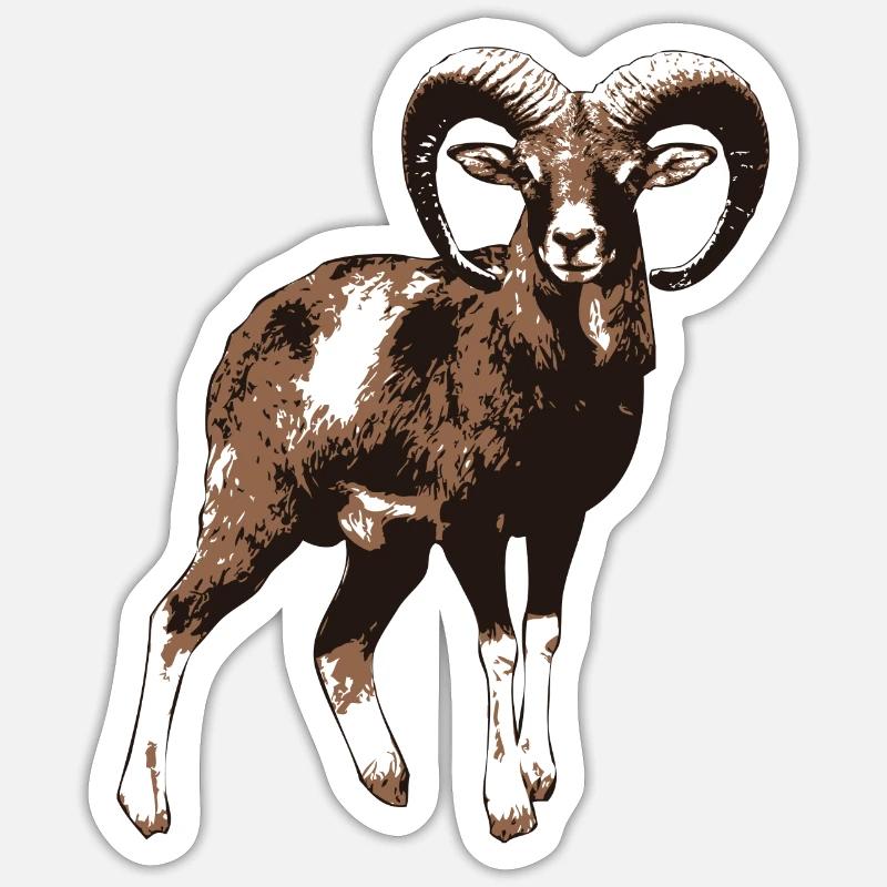 Mufflon - Sticker taille S (10 x 10 cm) - blanc mat