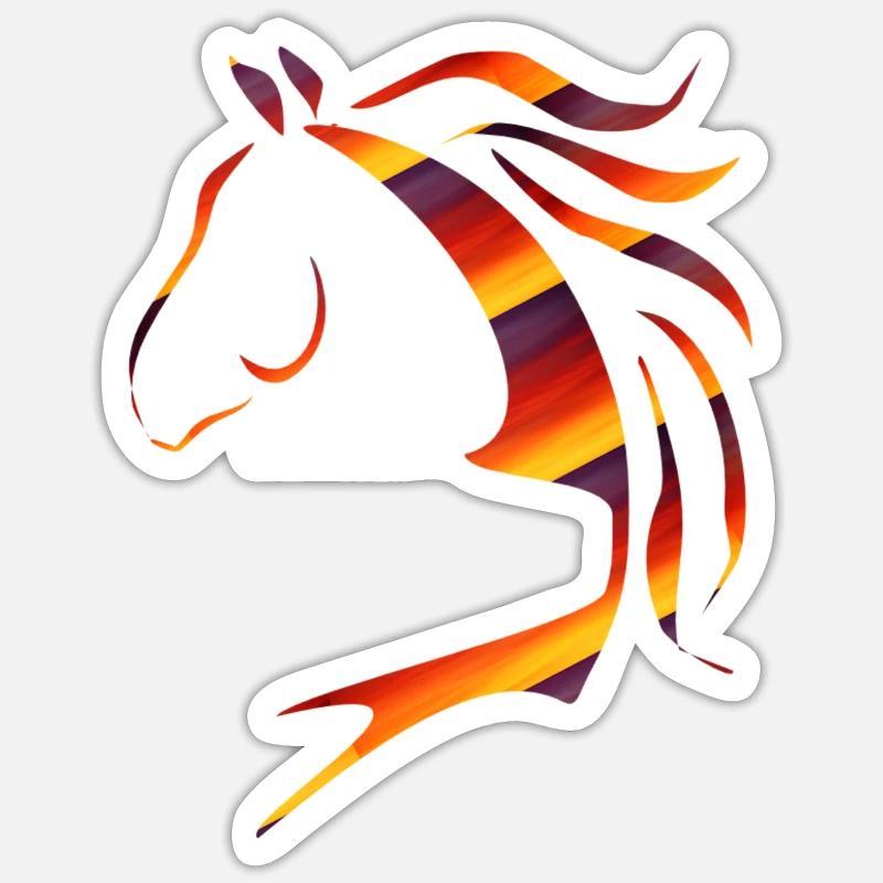 Pferd, Pferde, Pferdekopf multicolor - Sticker Größe S (10 x 10 cm) - Mattweiß