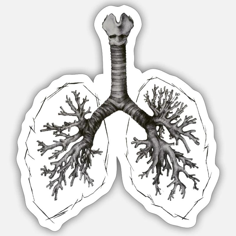 Anatomic Lung Original Drawing - Sticker Größe S (10 x 10 cm) - Mattweiß