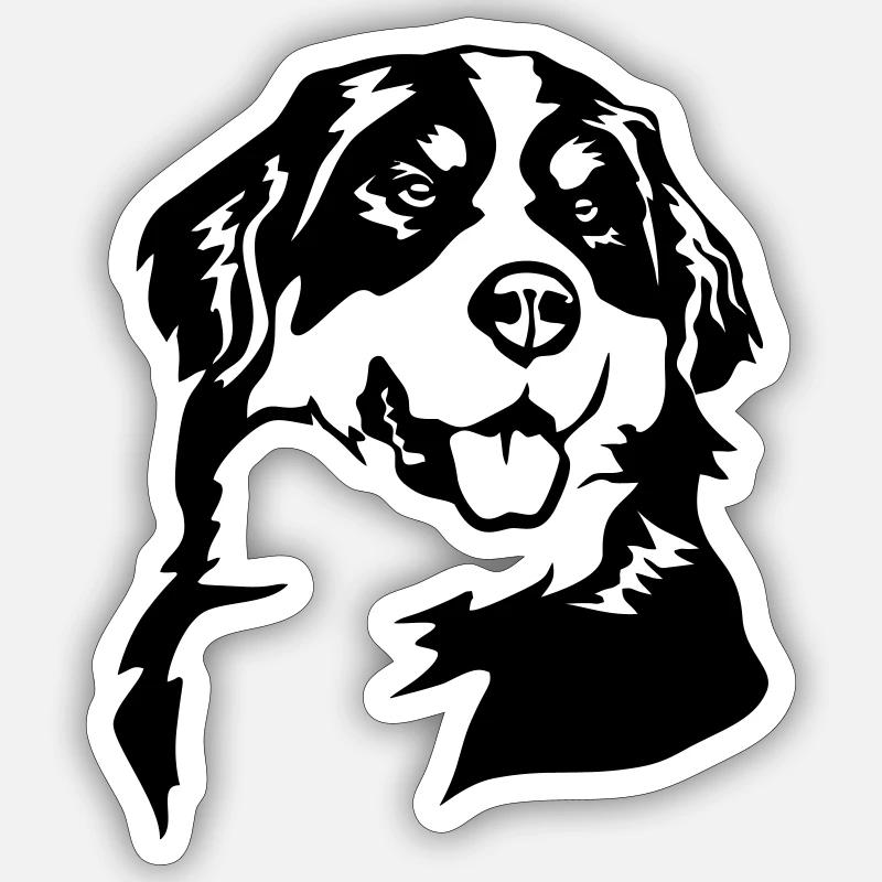 Tête de bouvier bernois - Sticker taille S (10 x 10 cm) - blanc mat