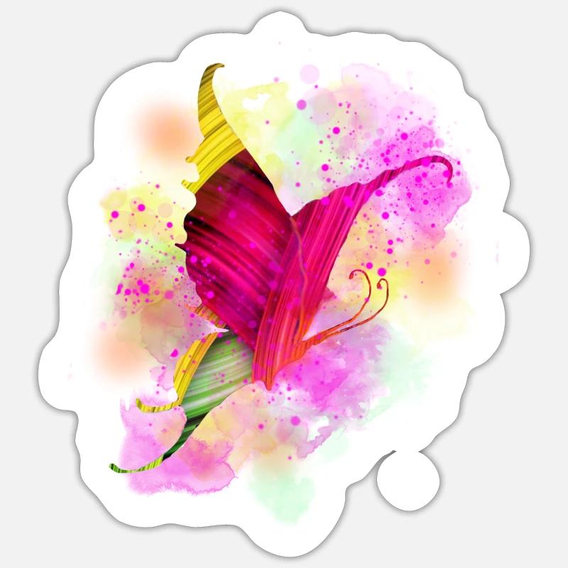 papillon - Sticker taille S (10 x 10 cm) - blanc mat