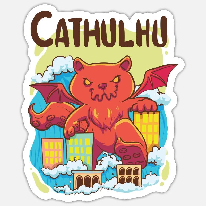 Cathulhu - Sticker taille S (10 x 10 cm) - blanc mat