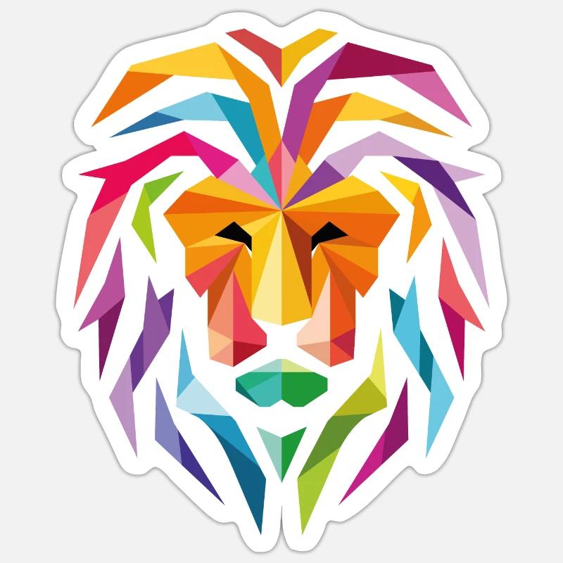Lion multicolor Sticker taille S (10 x 10 cm)