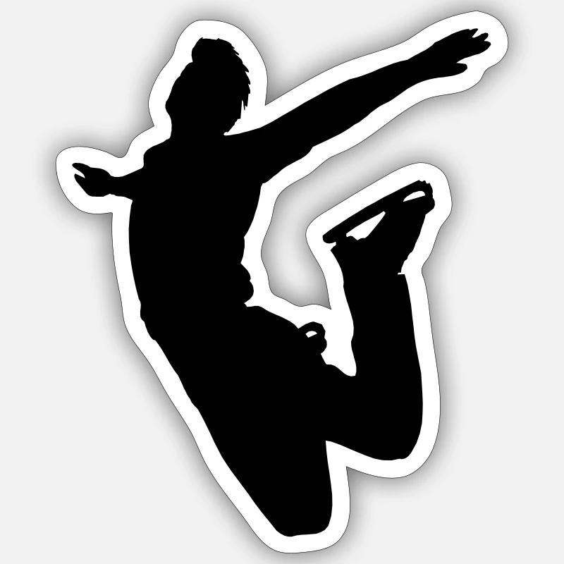 Schattenbild des springenden Eiskunstläufers Sticker Größe S (10 x 10 cm)