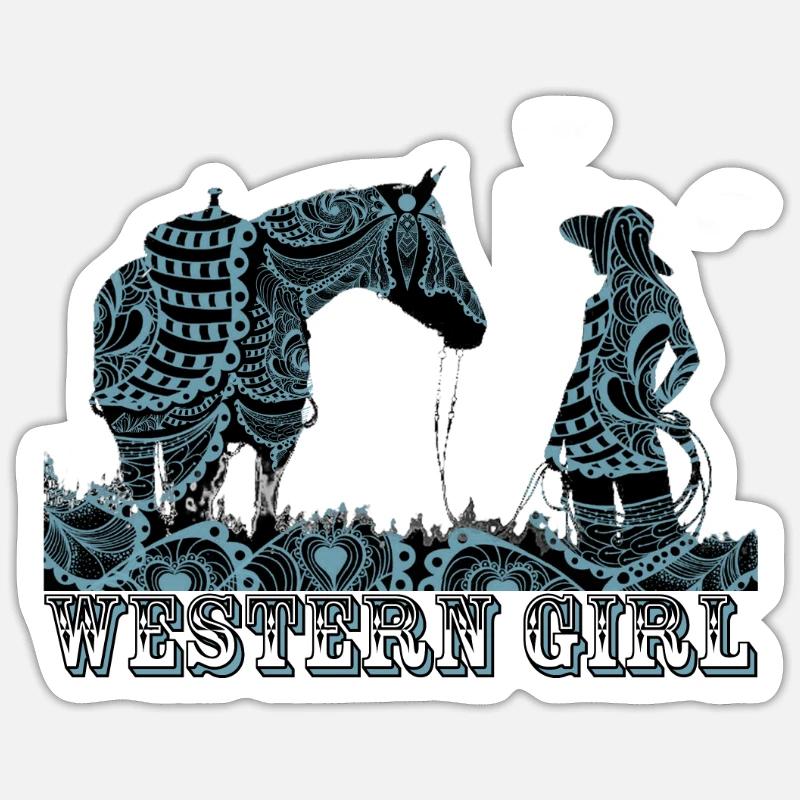 Fille occidentale - Sticker taille S (10 x 10 cm) - blanc mat