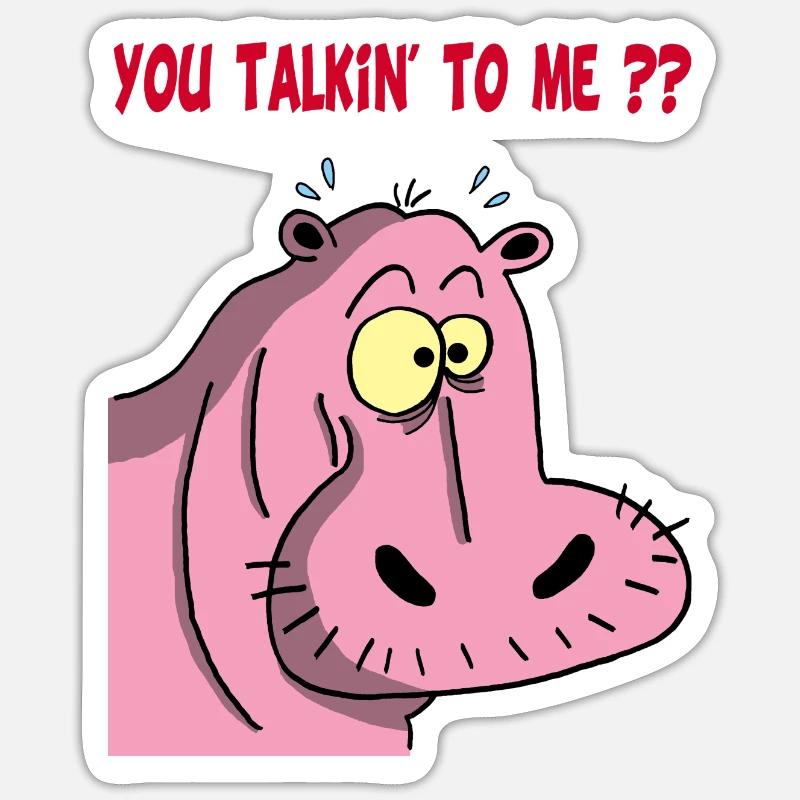 Rosa Nilpferd - Sticker Größe S (10 x 10 cm) - Mattweiß