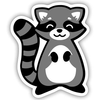 Waschbär Tierkind Geschenkidee raccoon gift idea - Sticker Größe S (10 x 10 cm) - Mattweiß - Vorne