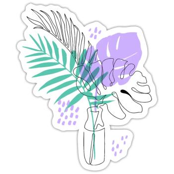 Künstlerische Pflanzenillustration - Sticker Größe S (10 x 10 cm) - Mattweiß - Vorne