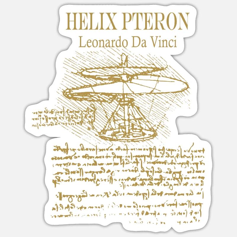 Leonardo da Vinci - Helix Pteron - Luftschraube - Sticker Größe S (10 x 10 cm) - Mattweiß