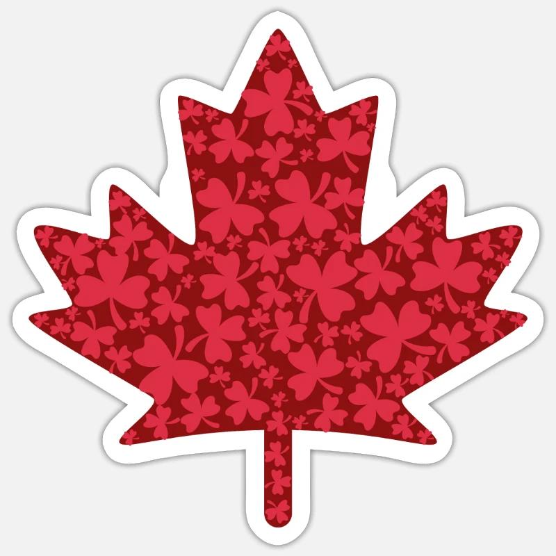 Maple Leaf - Shamrocks pattern - Sticker size S (10 x 10 cm) - white matte