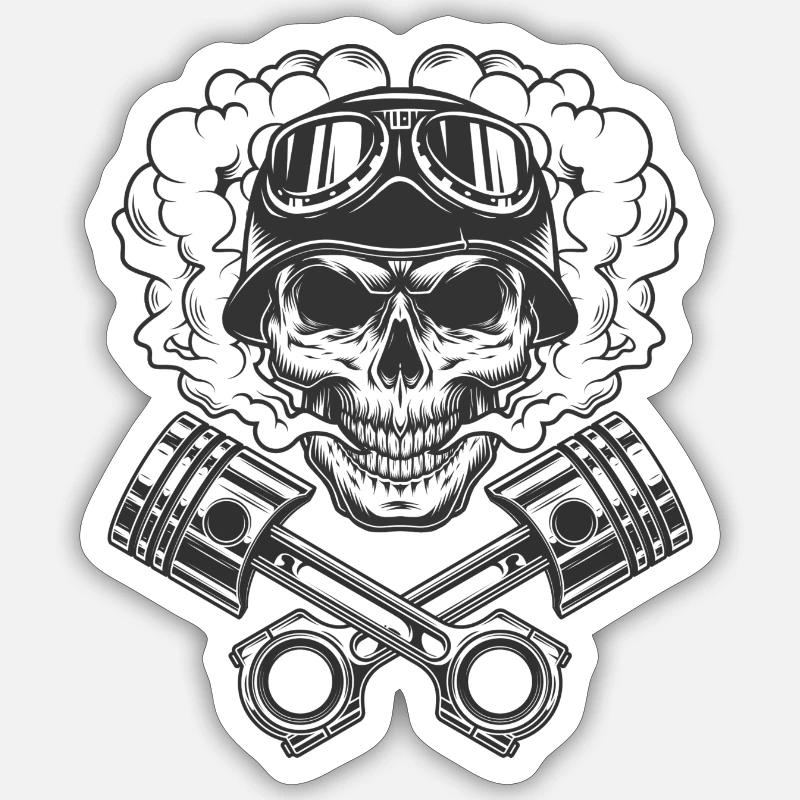 crane bikers piston Sticker taille S (10 x 10 cm)