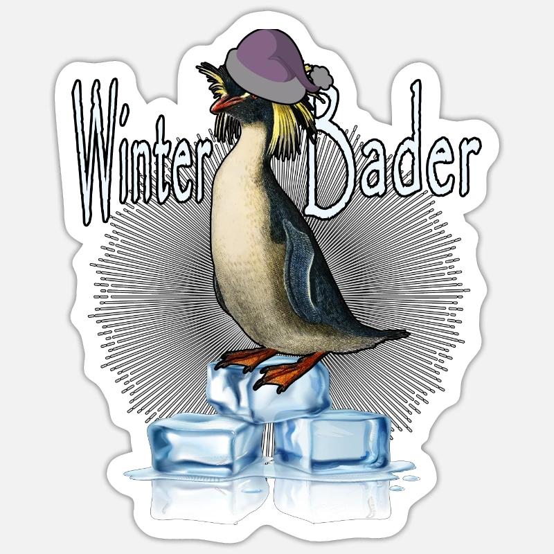 eisbaden eisbader winterbader pudelmütze kalt eis - Sticker Größe S (10 x 10 cm) - Mattweiß