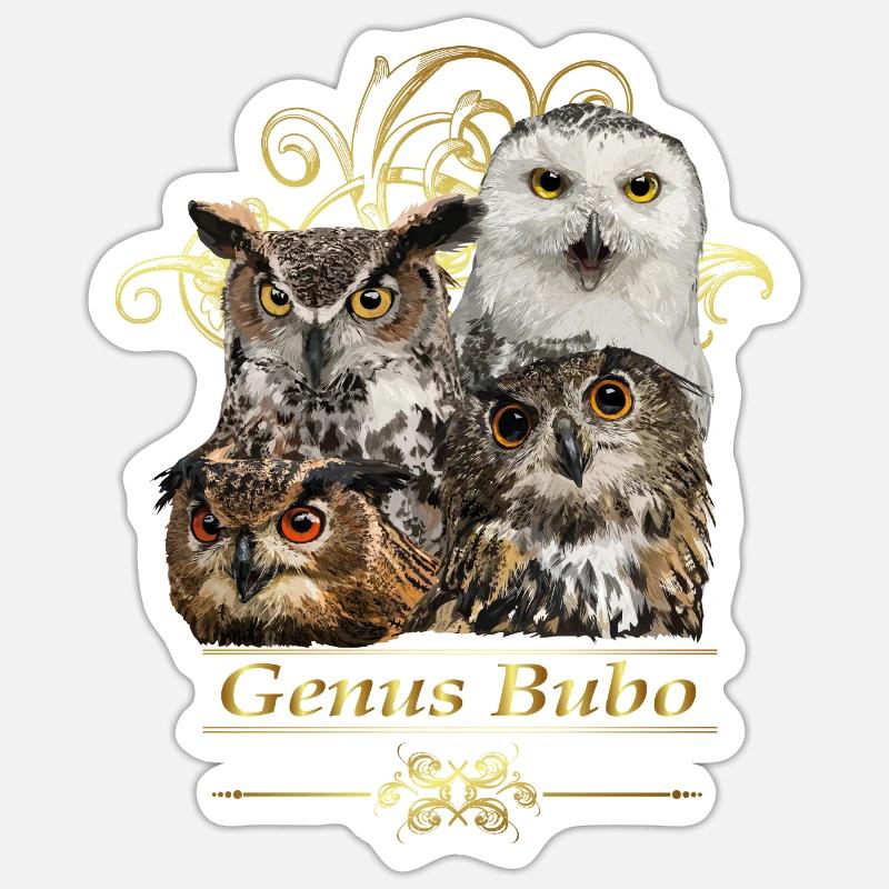 Eulen - Sticker Größe S (10 x 10 cm) - Mattweiß