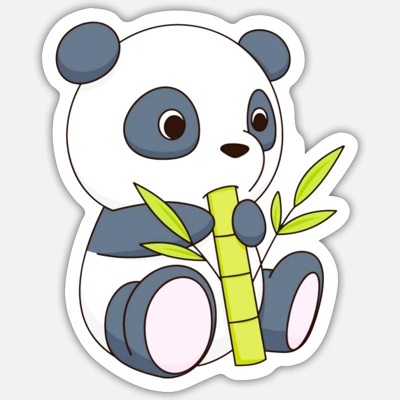 panda bear with bamboo rod - Sticker size S (10 x 10 cm) - white matte