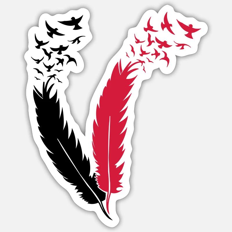 feather fly birds - Sticker size S (10 x 10 cm) - white matte