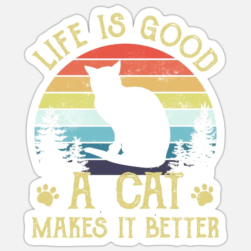 Katze Katzen - Sticker Größe S (10 x 10 cm) - Mattweiß