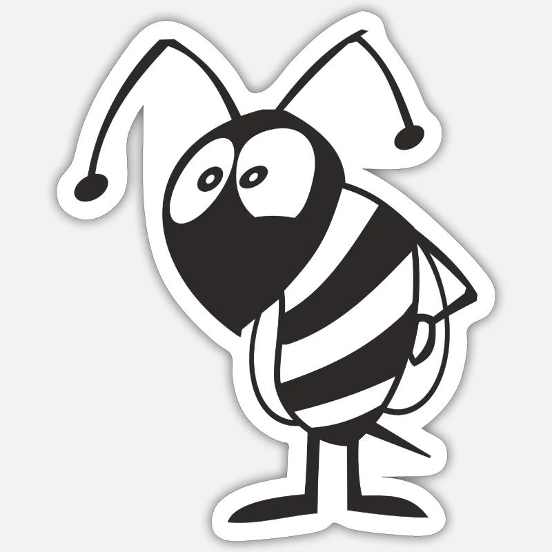 RK - Guêpe - Sticker taille S (10 x 10 cm) - blanc mat