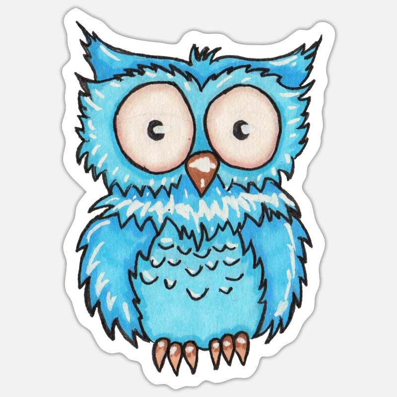 Blaue Eule Sticker Größe S (10 x 10 cm)