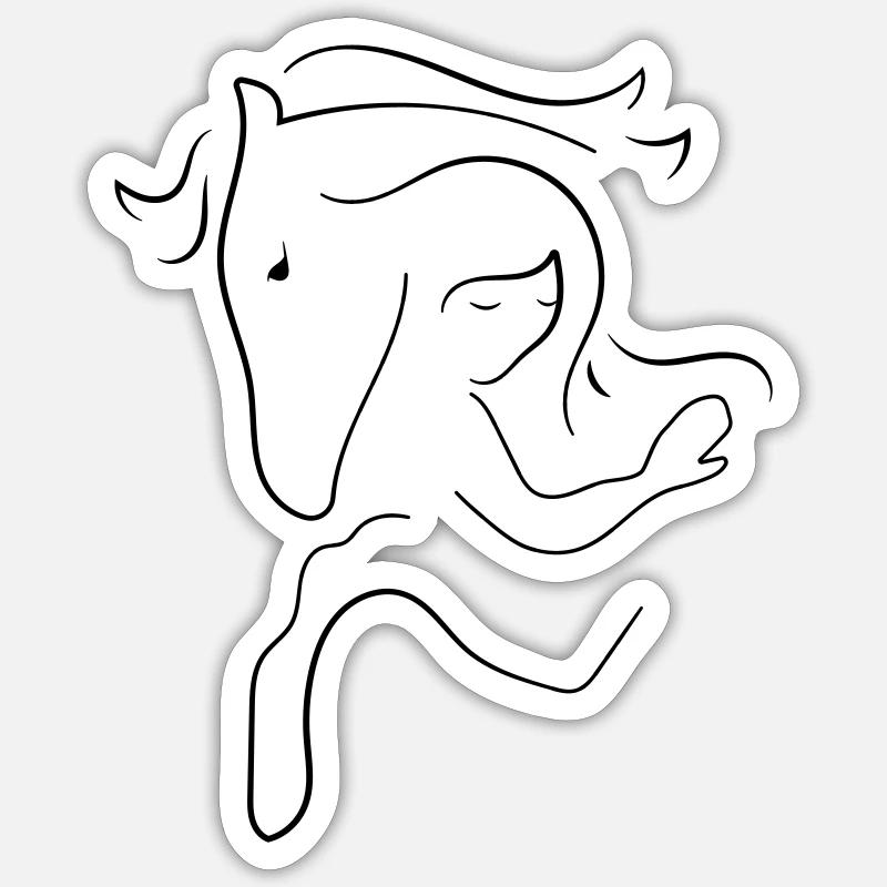 Cheval - Sticker taille S (10 x 10 cm) - blanc mat