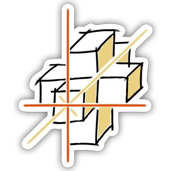 coordinate system. x-y-z axes. cube. - Sticker size S (10 x 10 cm) - white matte - Front
