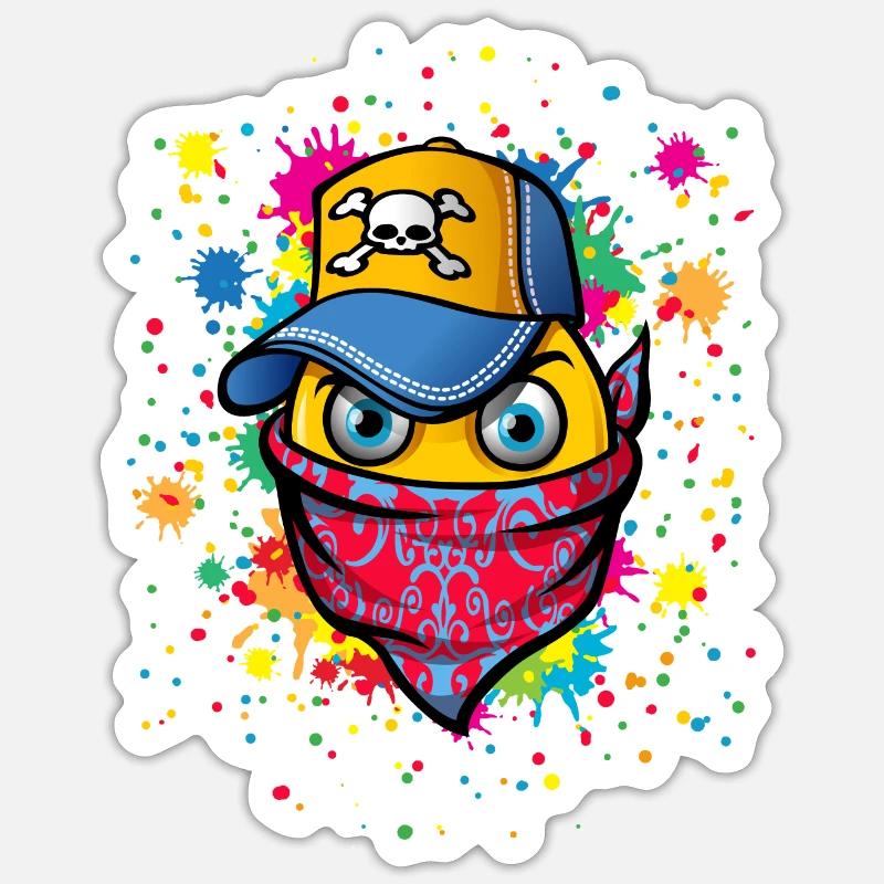 Maske und Graffitis - Sticker størrelse S (10 x 10 cm) - mat hvid