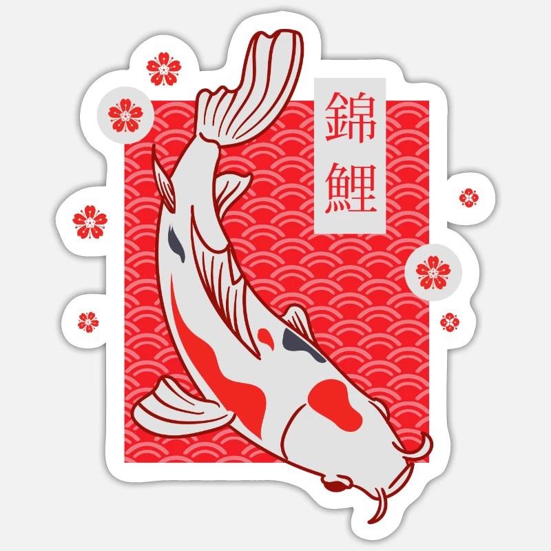 Koi Japanese Pattern - Sticker size S (10 x 10 cm) - white matte
