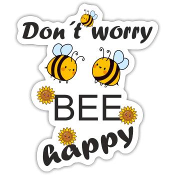 Bee happy abeilles miel Apiculteur - Sticker taille S (10 x 10 cm) - blanc mat - Devant