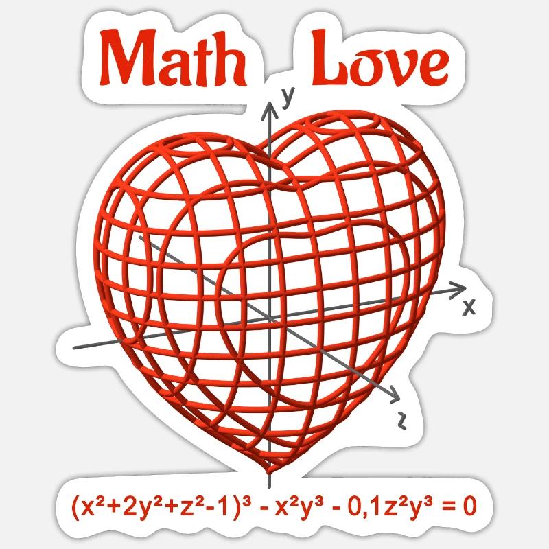 Heart Function 3D – Math Love Sticker size S (10 x 10 cm)