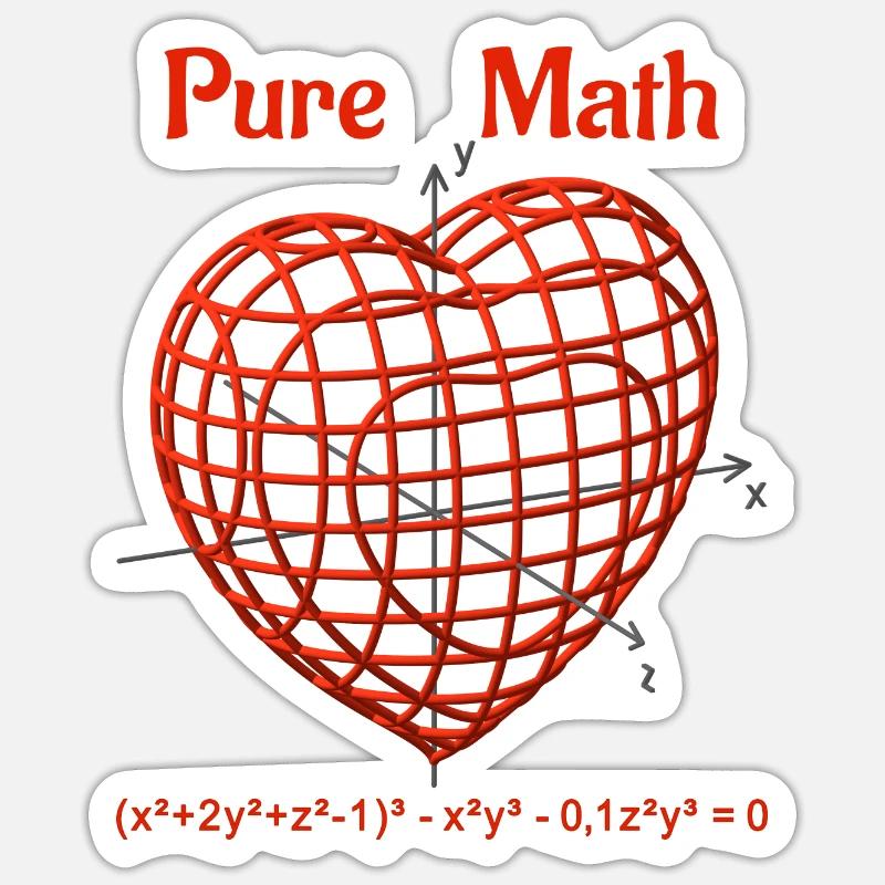 Heart Function 3D - Pure Math Sticker size S (10 x 10 cm)