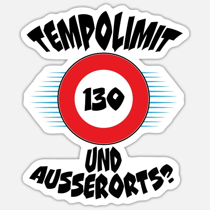 Tempolimit Autobahn Geschwindigkeit Grüne Baerbock - Sticker Größe S (10 x 10 cm) - Mattweiß