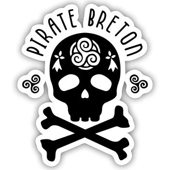 Pirate Breton - Bretagne - Sticker taille S (10 x 10 cm) - blanc mat - Devant