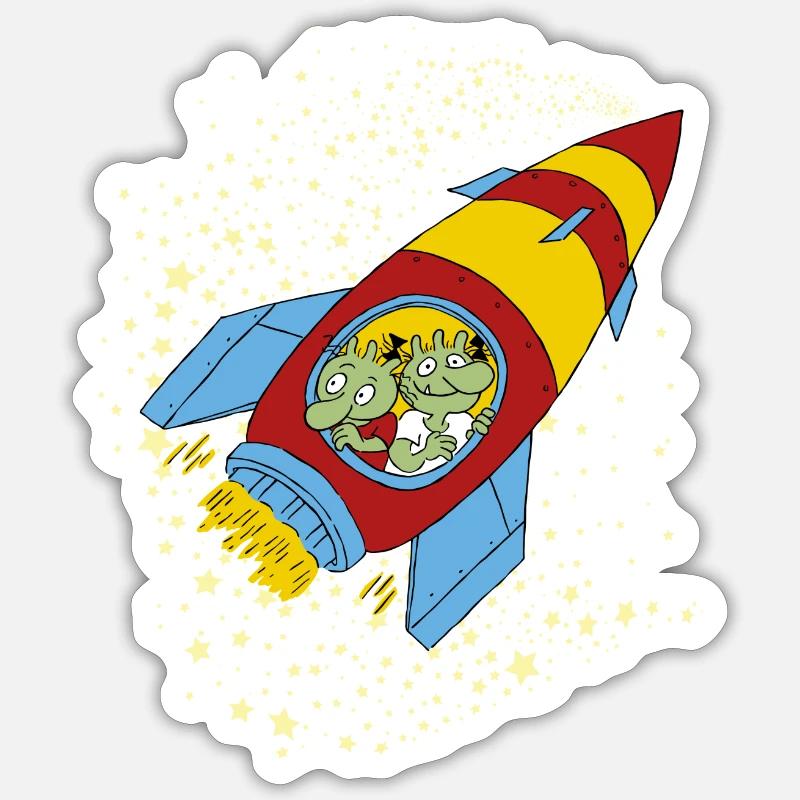 Die Olchis Classic Fliegen Mit Einer Rakete Sticker Größe S (10 x 10 cm)