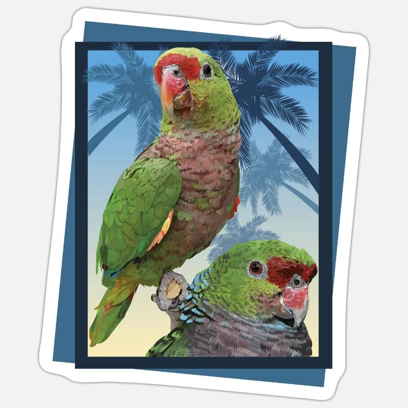 Perroquet vineux - Sticker taille S (10 x 10 cm) - blanc mat