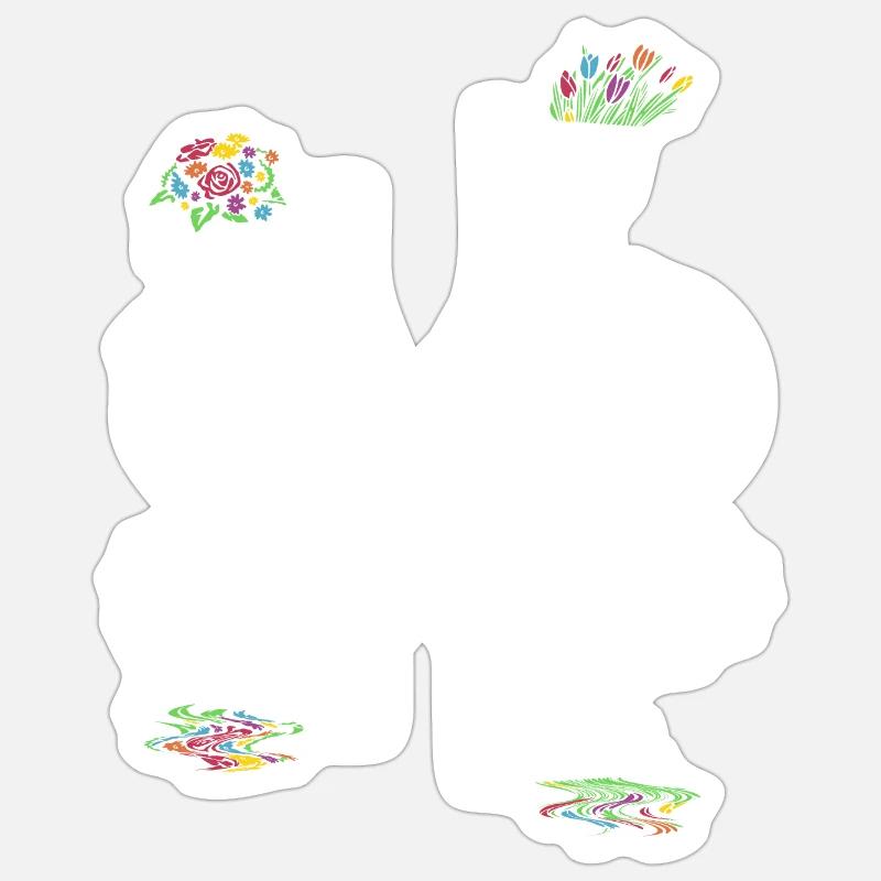 Vélo avec fleur cycliste cycliste Sticker taille S (10 x 10 cm)