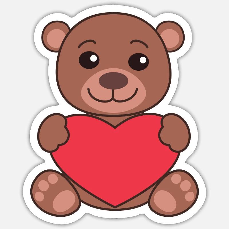 Teddybär mit Herz - Sticker Größe S (10 x 10 cm) - Mattweiß