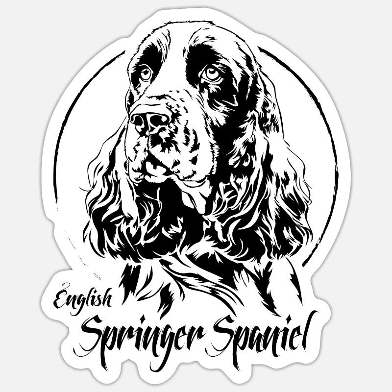 DEUTSCH SPRINGER SPANIEL Ritratto Wilsigns Cani - Sticker formato S (10 x 10 cm) - bianco opaco
