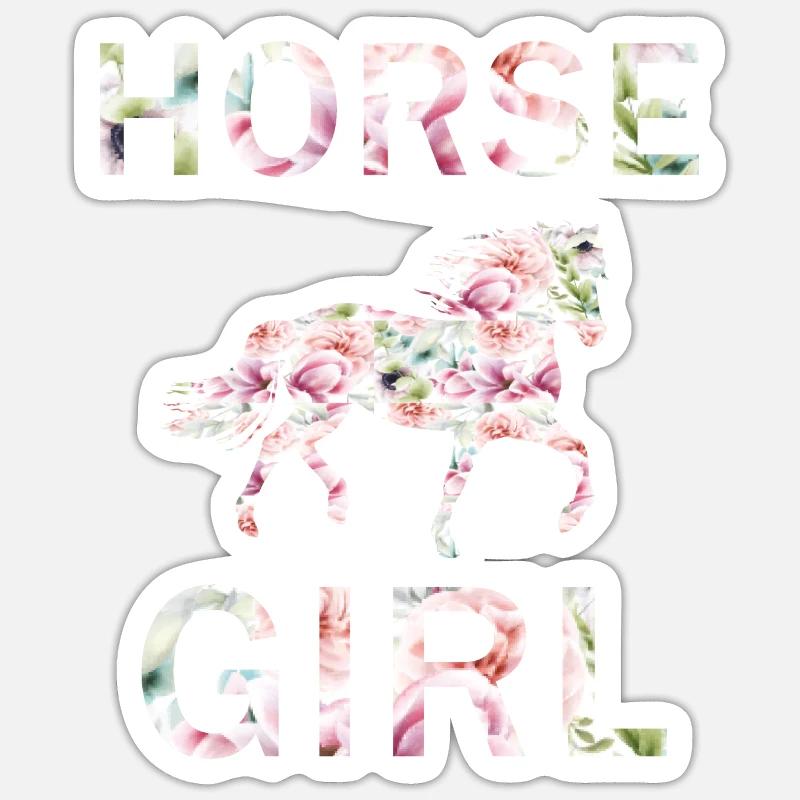 Pferdemädchen - Sticker Größe S (10 x 10 cm) - Mattweiß