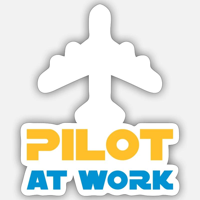 Pilot at work (Flugzeug) - Sticker Größe S (10 x 10 cm) - Mattweiß