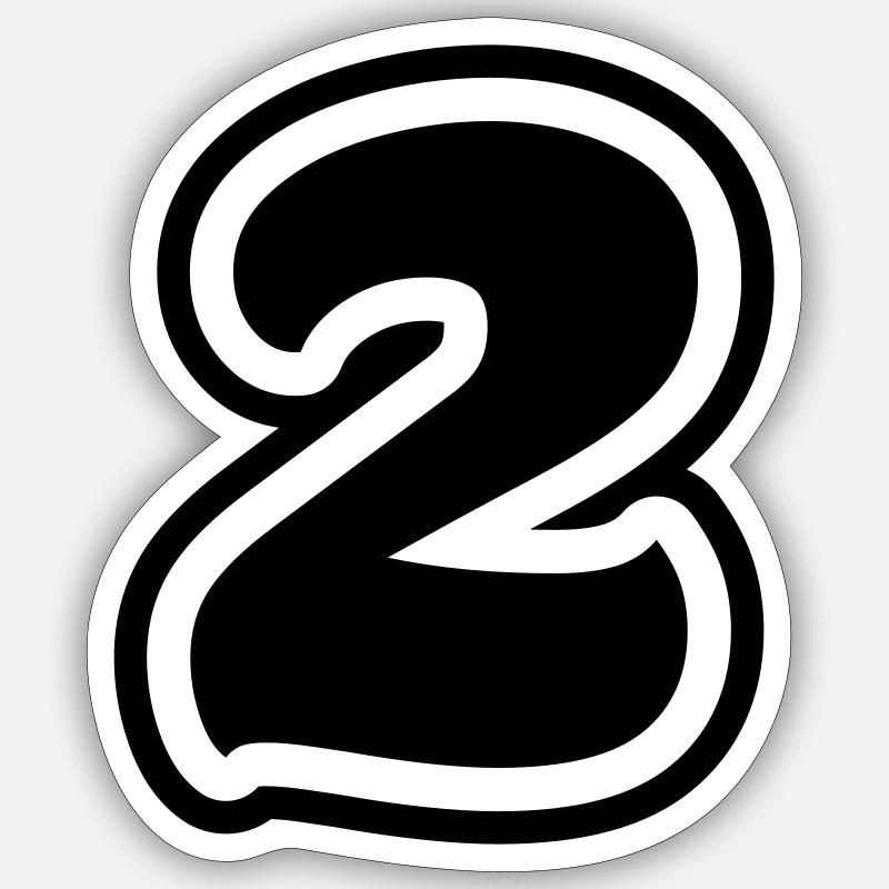 2 Zahl symbol - Sticker Größe S (10 x 10 cm) - Mattweiß